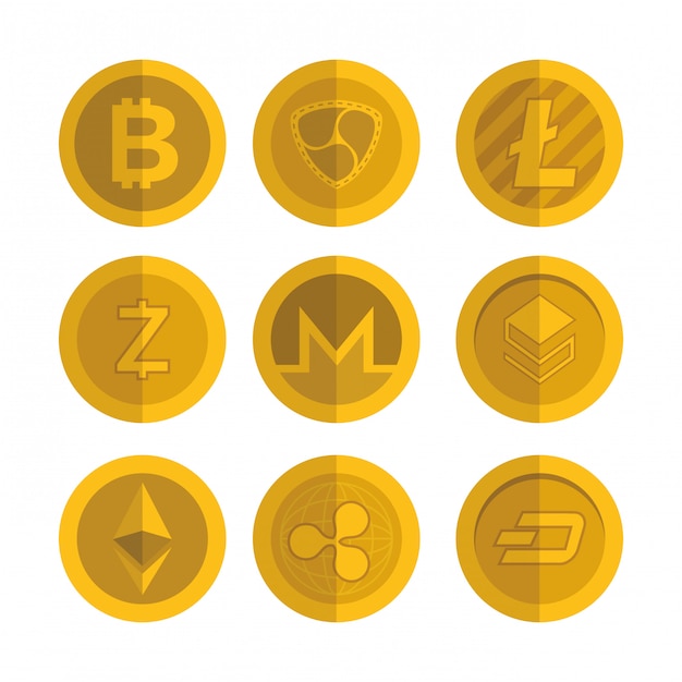Vector set of virtual coins icons