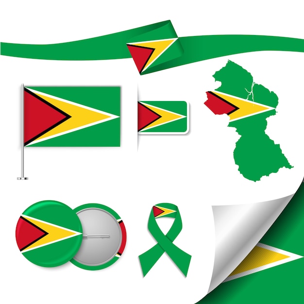 Set vlag elementen met Guyana