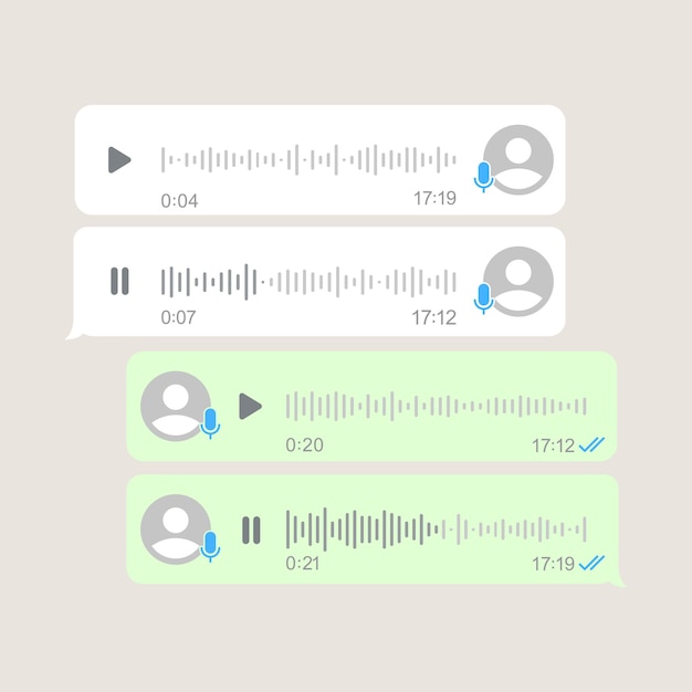 Imposta l'icona del messaggio vocale con l'onda sonora bolla del messaggio per i social network immagine vettoriale moderna in stile piatto su sfondo bianco