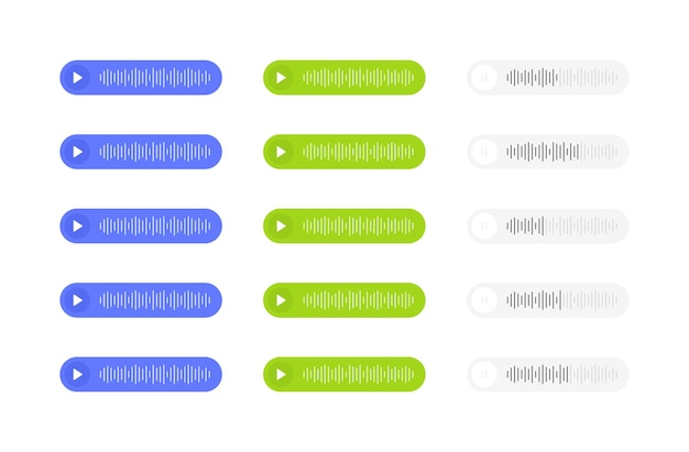 Set voice messages icon with sound wave Message bubble for social media Modern flat style vector illustration