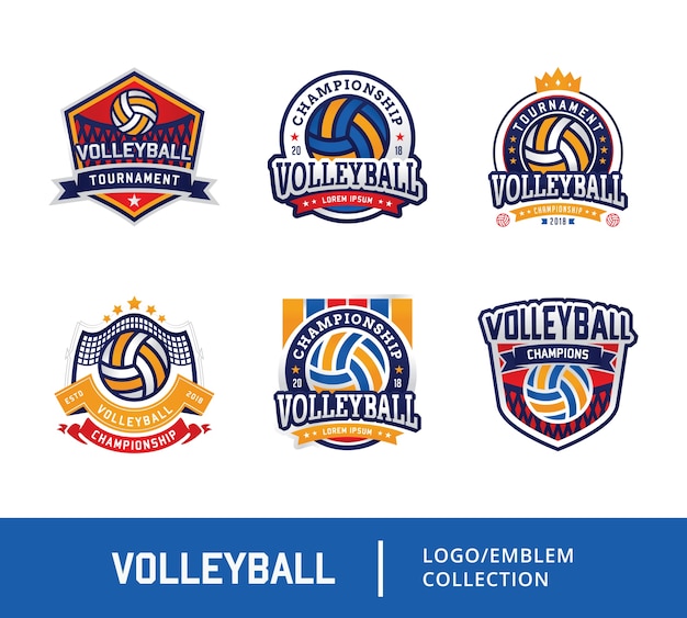 Set di emblema logo design distintivo di pallavolo