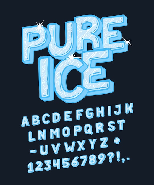 Set of volumetric letters with the effect of pure ice