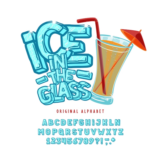 Vector set volumetrische ijzige letters met sjabloon verfrissend drankje