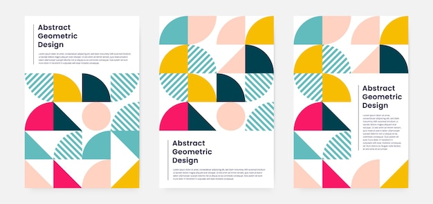 Set voor posteromslagen met geometrische illustraties