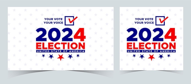 Set of vote 2024 presidential election day in united states political election campaign banner