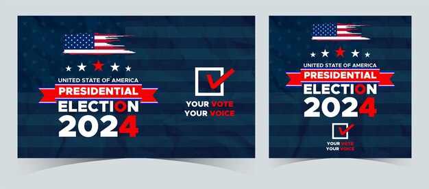 Vector set of vote 2024 presidential election day in united states political election campaign banner