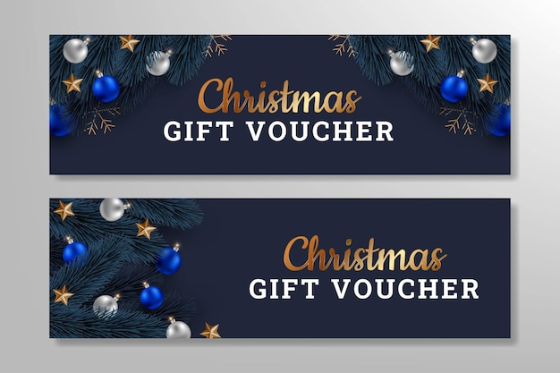 Set vrolijk kerstcadeaubonontwerp