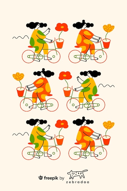 Vector set vrouwen fietsen