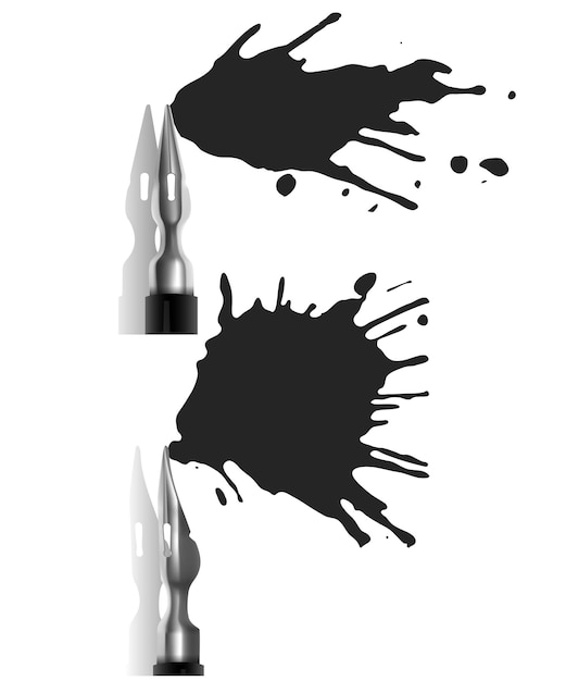 Vector set vulpennen morsen donkere inkt, realistische stijl geïllustreerd