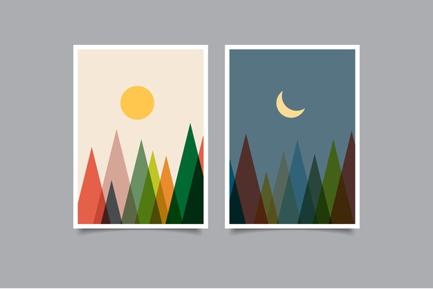 Set of wall art modern poster landscapes