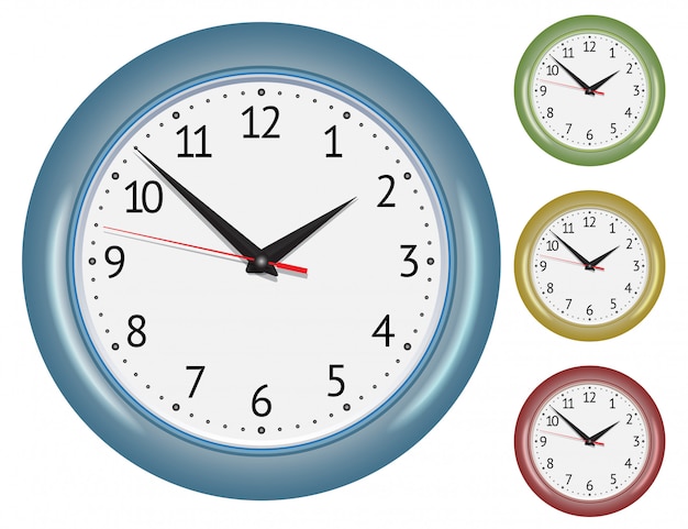 Vector set of wall mechanical clocks.