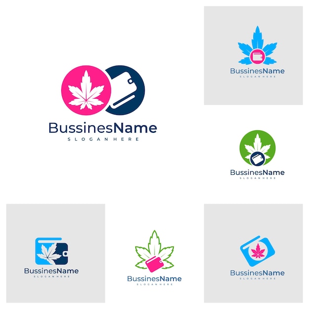 Set of Wallets Cannabis logo vector template Creative Cannabis logo design concepts
