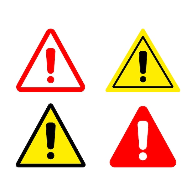 Vector set of warning caution sign