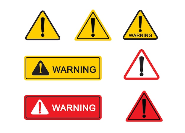 Vector set of warning sign on white background danger sign