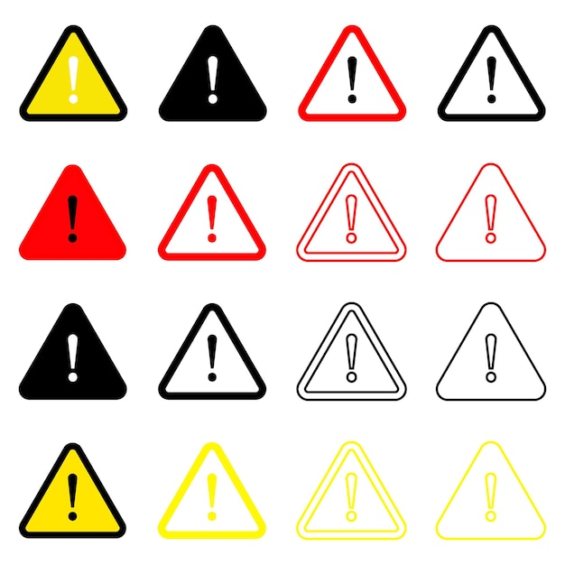 Set of Warning Signs Red and black danger warning sign