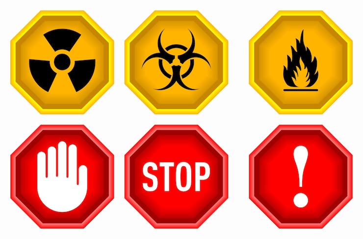 वेक्टर set warning symbols vector illustration