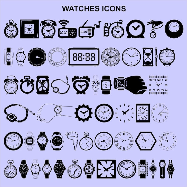 Set of watch icons vector