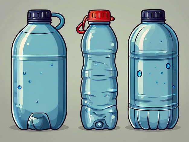 Set of water container simple cartoon style isolated vector