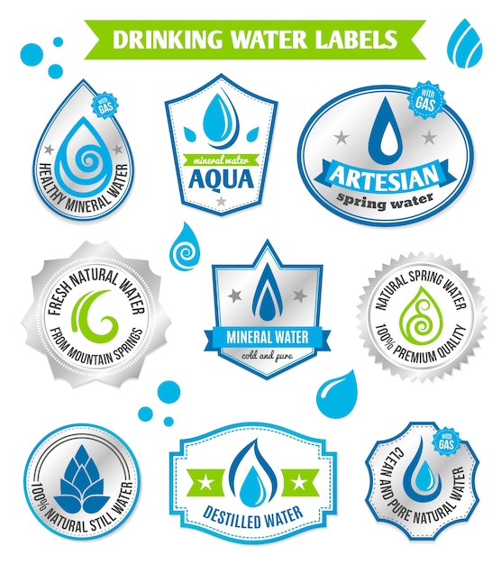 Set of water drops label