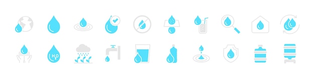 Vector set of water pollution icons environment nature