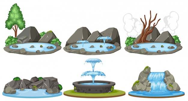 Set of water scenes