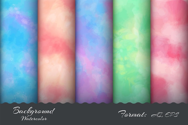 Vector set watercolor background paint illustration