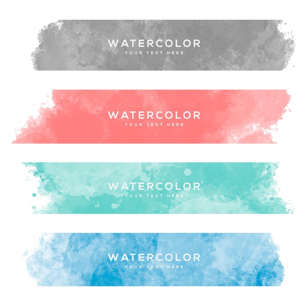 Vector set of watercolor banners for a website