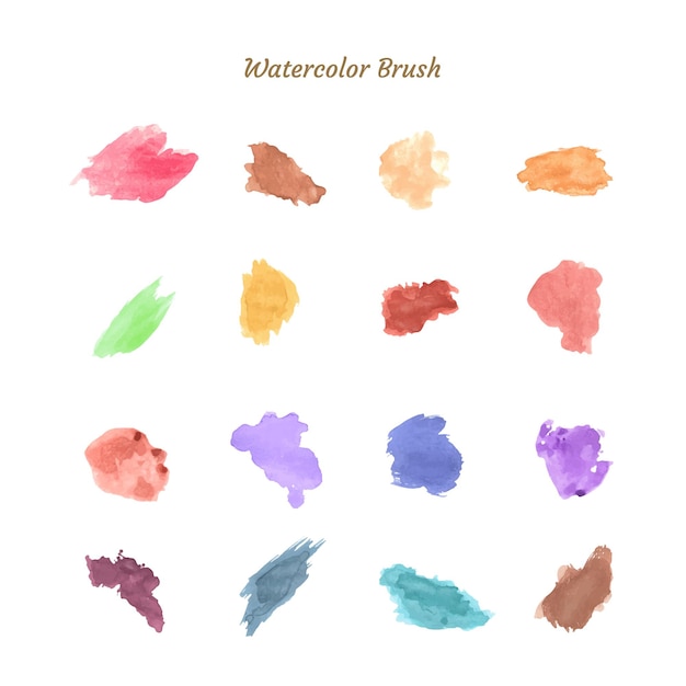 Vector set watercolor brush with many colors