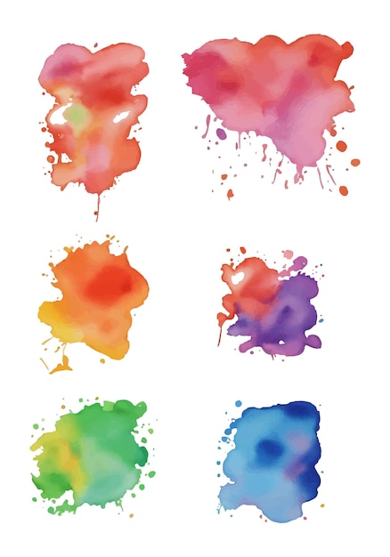 Vector set of watercolor circles multicolored