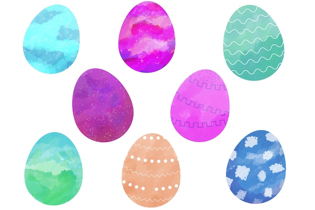 set of Watercolor Easter eggs