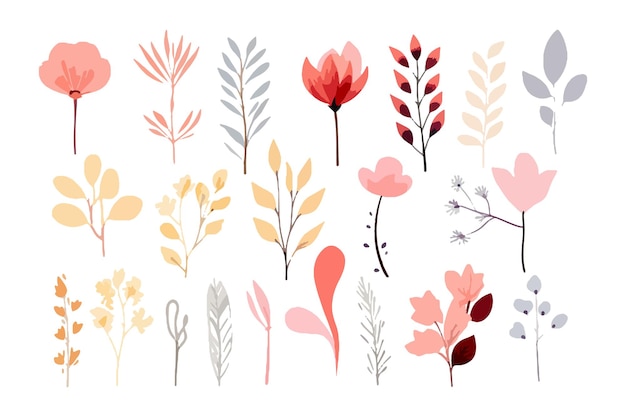 набор акварельных элегантных минималистских ботанических цветочных иллюстраций акварельных цветов