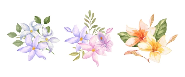 set of watercolor floral bouquet 