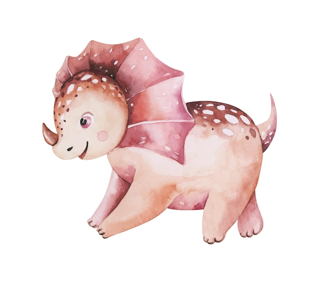 Premium Vector  Adorable watercolor style pink dinosaur