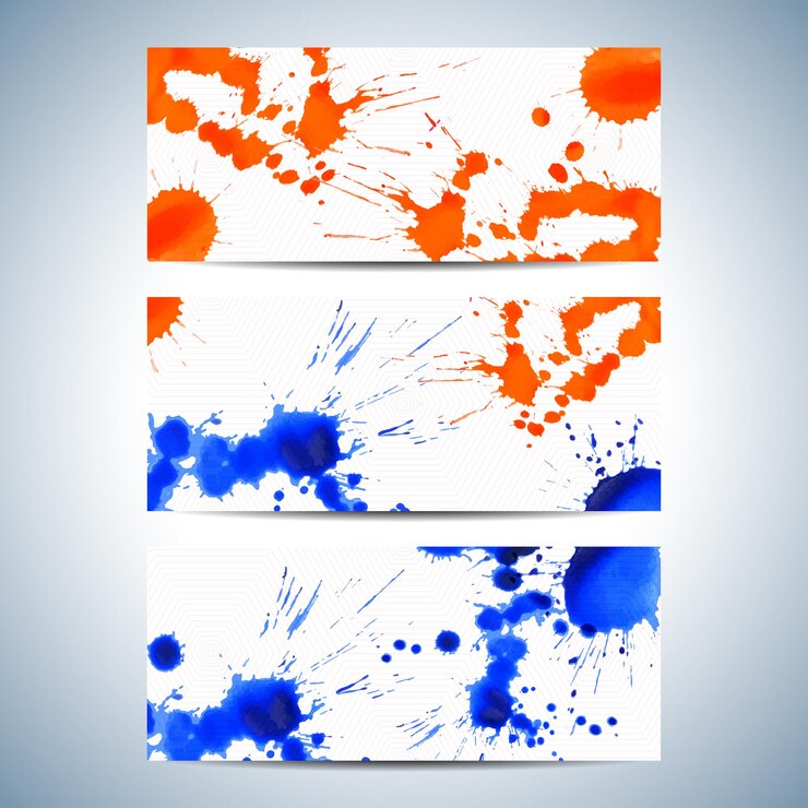 Vector set of watercolor horizontal backgrounds. vector illustration