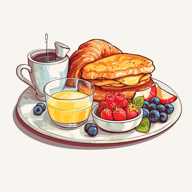 set watercolor items breakfast