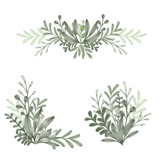 Vector set of watercolor  leaves