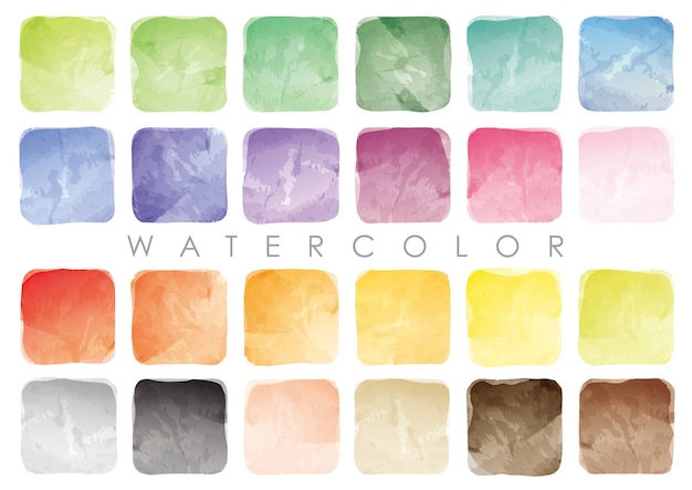 Vector set of watercolor square swatches or backgrounds.  vector isolated on a white background.