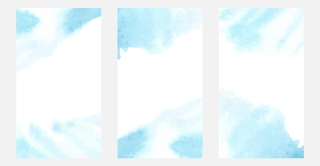 Set of watercolor texture in blue color