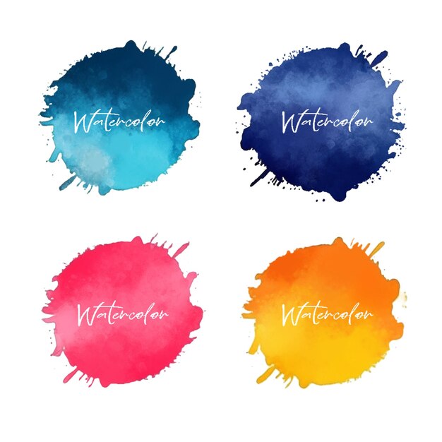 A set of watercolor texture with the word watercolor on them