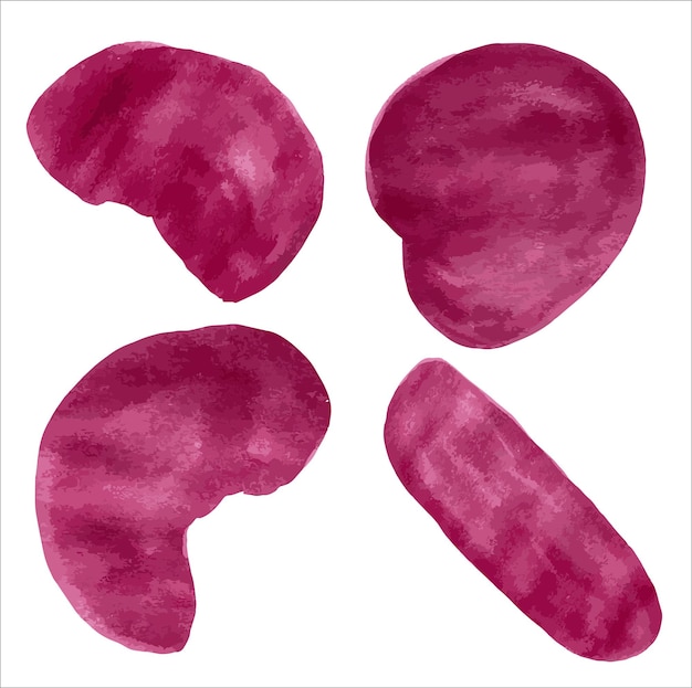 Set of watercolor vector blots of pink