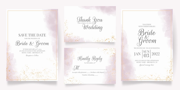 Set of watercolor wedding invitation