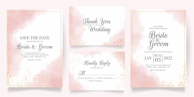 Set of watercolor wedding invitation