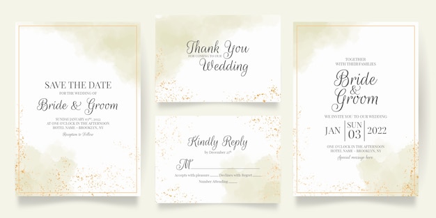 Set of watercolor wedding invitation