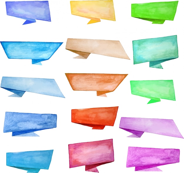 Vector set of watercolour hand drawn banners