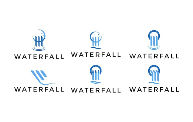 Vector set of waterfall logo design creative idea