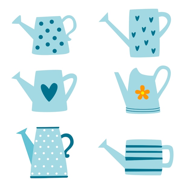 Set of watering cans vector illustration