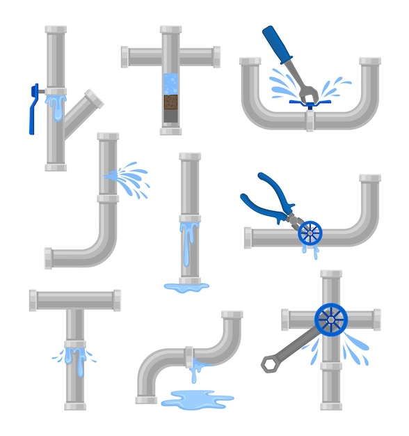 Vector set waterleidingen geïsoleerd op wit