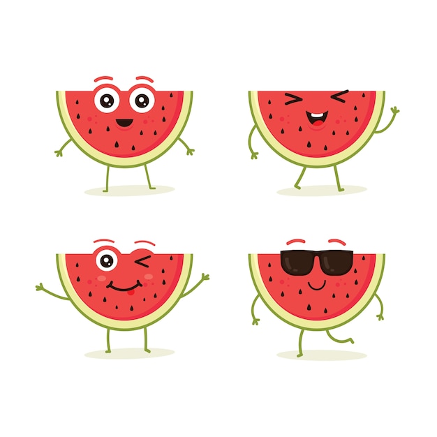 Set of watermelon fruit character 