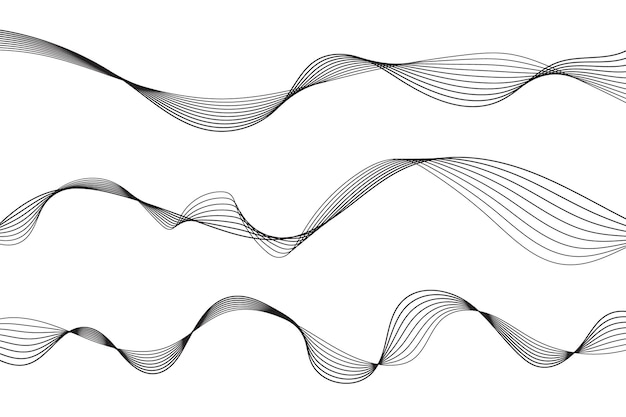 Set Wave Lines Pattern Abstract Background. Vector