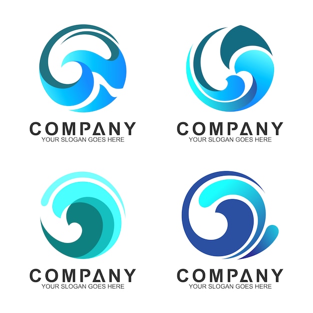 set of wave logo in circle shape